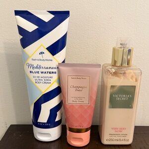 Bath & Body Works Mediterranean Blue Waters and Champagne Toast Body Cream Set